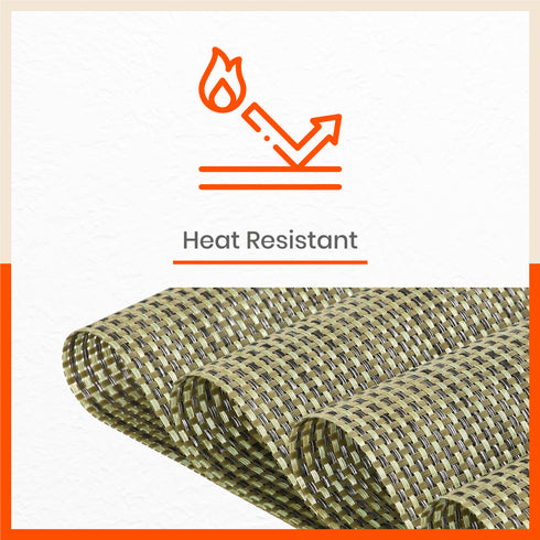 Woven PVC Table Mats / Placemats for Dining Table at Home (Adel - Set of 6)